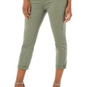 Liverpool Chloe cropped rolled cuff high performance denim jeans Sanguaro Palm